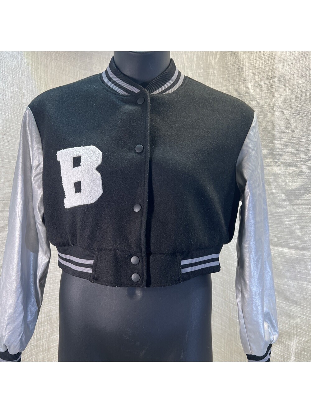Varsity Jacket Crop Top Womens Logo B Size M Or L No Tag